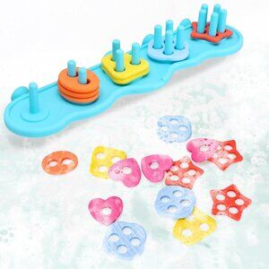 Children's Water Stacking Bath Toy Set with 20 Textured Floating Pieces(1 Set)